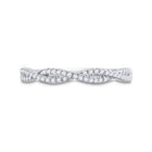 14kt White Gold Diamond Twisted Stackable Band Ring - Timeless Elegance and Sparkling Brilliance - Front View