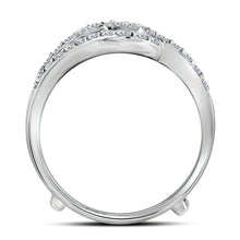 Load image into Gallery viewer, 14kt White Gold Diamond Wedding Wrap Ring Guard Enhancer - Timeless Elegance and Glamour - Top View