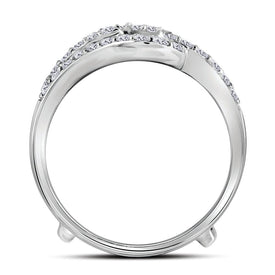 14kt White Gold Diamond Wedding Wrap Ring Guard Enhancer - Timeless Elegance and Glamour - Top View