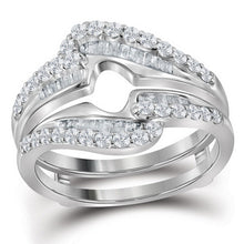 Load image into Gallery viewer, 14kt White Gold Diamond Wedding Wrap Ring Guard Enhancer - Timeless Elegance and Glamour - Side View