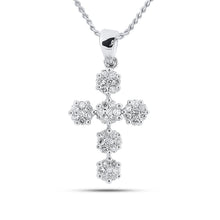 Load image into Gallery viewer, 14kt White Gold Divine Spark Diamond Cross Pendant - Splendid Jewellery