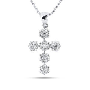 14kt White Gold Divine Spark Diamond Cross Pendant - Splendid Jewellery