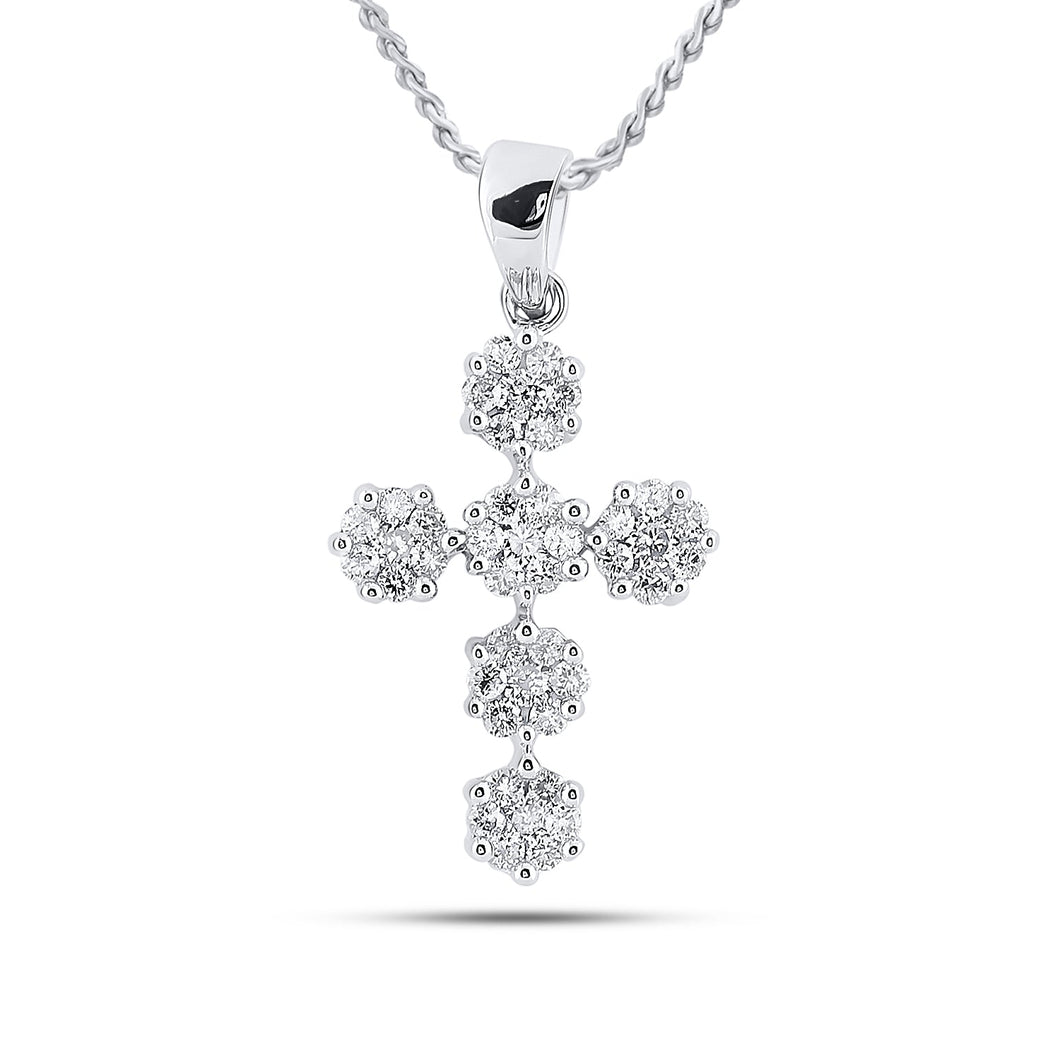 14kt White Gold Divine Spark Diamond Cross Pendant - Splendid Jewellery