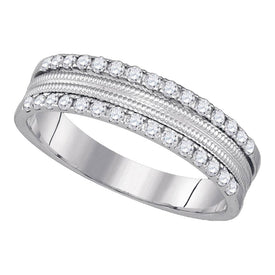 14kt White Gold Double Row Diamond Band - A Mesmerizing Sparkle of Elegance - Splendid Jewellery
