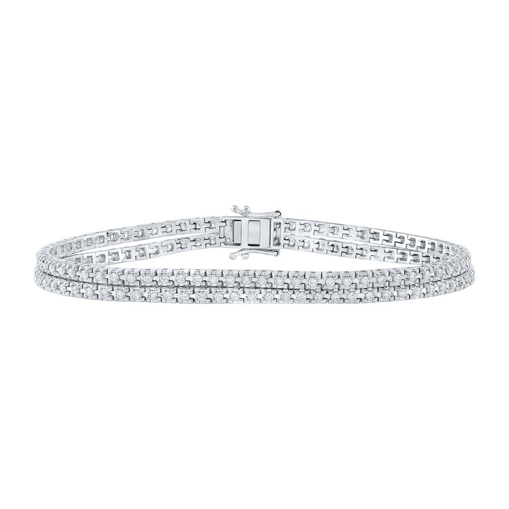 14kt White Gold Double Row Diamond Fashion Bracelet - 1 - 5/8 Cttw | Splendid Jewellery - Splendid Jewellery