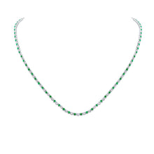 Load image into Gallery viewer, 14kt White Gold Emerald and Diamond Tennis Necklace: A Mesmerizing Masterpiece of Elegance - Splendid Jewellery