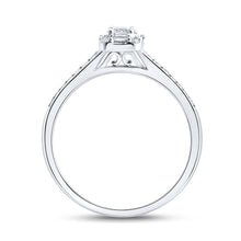 Load image into Gallery viewer, 14kt White Gold Emerald Diamond Halo Bridal Wedding Engagement Ring - Eternal Elegance - Side View