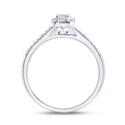 14kt White Gold Emerald Diamond Halo Bridal Wedding Engagement Ring - Eternal Elegance - Side View