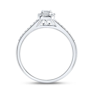 14kt White Gold Emerald Diamond Halo Bridal Wedding Engagement Ring - Eternal Elegance - Splendid Jewellery