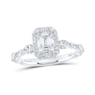 14kt White Gold Emerald Diamond Halo Bridal Wedding Engagement Ring - The Enchanting Elegance - Splendid Jewellery