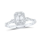 14kt White Gold Emerald Diamond Halo Bridal Wedding Engagement Ring - The Enchanting Elegance - Splendid Jewellery