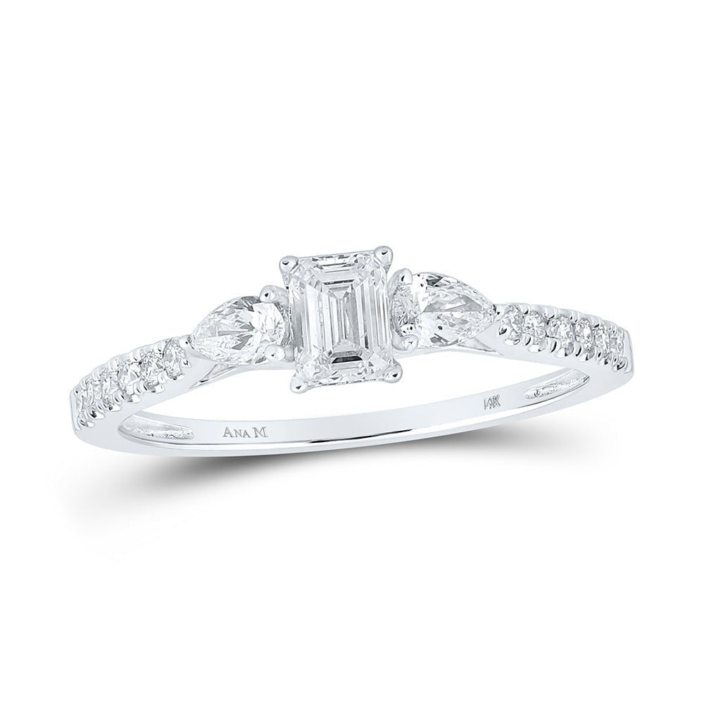 14kt White Gold Emerald Diamond Solitaire Bridal Wedding Engagement Ring 5/8 Cttw | Elegance Divine - Splendid Jewellery