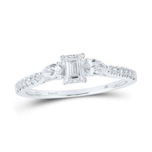 Load image into Gallery viewer, 14kt White Gold Emerald Diamond Solitaire Bridal Wedding Engagement Ring 5/8 Cttw | Elegance Divine - Splendid Jewellery