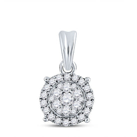 14kt White Gold Enchanting Diamond Halo Cluster Pendant - Splendid Jewellery