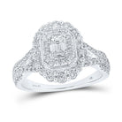 14kt White Gold Enchanting Emerald Diamond Halo Bridal Wedding Engagement Ring 1 Cttw - Splendid Jewellery