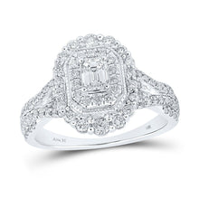 Load image into Gallery viewer, 14kt White Gold Enchanting Emerald Diamond Halo Bridal Wedding Engagement Ring 1 Cttw - Splendid Jewellery