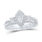 14kt White Gold Enchanting Marquise Diamond Halo Bridal Wedding Ring Band Set 3/4 Cttw - Splendid Jewellery