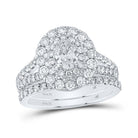 14kt White Gold Enchanting Oval Diamond Halo Bridal Wedding Ring Band Set - Splendid Jewellery