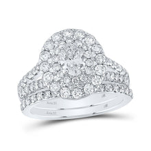 Load image into Gallery viewer, 14kt White Gold Enchanting Oval Diamond Halo Bridal Wedding Ring Band Set - Splendid Jewellery