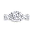 14kt White Gold Enchanting Princess Diamond Twist Bridal Wedding Engagement Ring 1 Cttw Front View from Splendid Jewellery