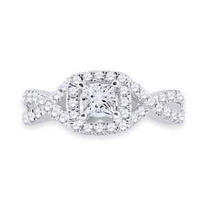 14kt White Gold Enchanting Princess Diamond Twist Bridal Wedding Engagement Ring 1 Cttw - Splendid Jewellery