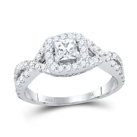 14kt White Gold Enchanting Princess Diamond Twist Bridal Wedding Engagement Ring 1 Cttw Top View from Splendid Jewellery