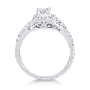 14kt White Gold Enchanting Princess Diamond Twist Bridal Wedding Engagement Ring 1 Cttw - Splendid Jewellery