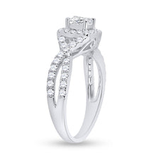 Load image into Gallery viewer, 14kt White Gold Enchanting Princess Diamond Twist Bridal Wedding Engagement Ring 1 Cttw Side View from Splendid Jewellery