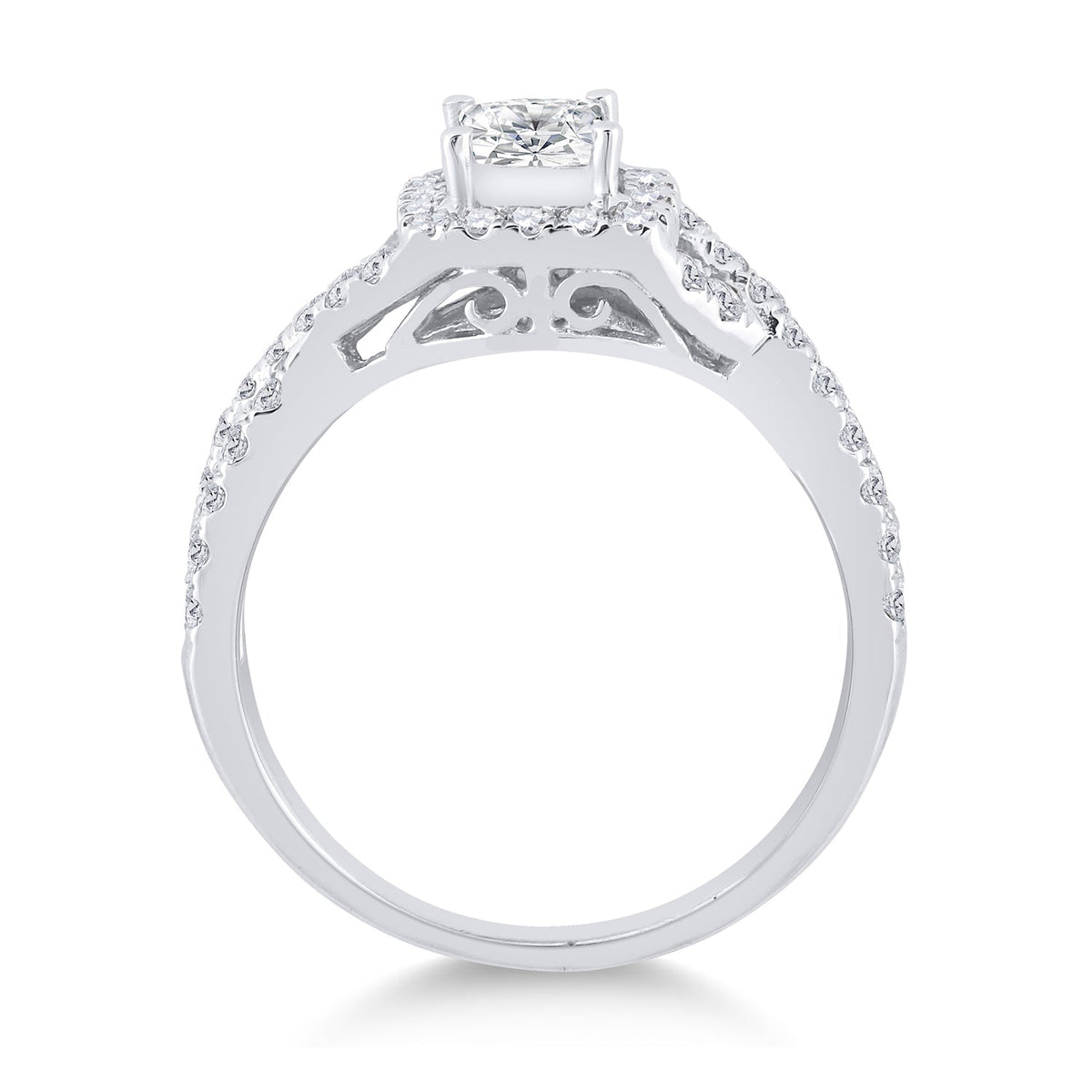 14kt White Gold Enchanting Princess Diamond Twist Bridal Wedding Engagement Ring 1 Cttw - Splendid Jewellery