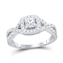 Load image into Gallery viewer, 14kt White Gold Enchanting Princess Diamond Twist Bridal Wedding Engagement Ring 1 Cttw - Splendid Jewellery