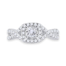 Load image into Gallery viewer, 14kt White Gold Enchanting Princess Diamond Twist Bridal Wedding Engagement Ring 1 Cttw - Splendid Jewellery