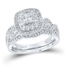 Load image into Gallery viewer, 14kt White Gold Enchanting Princess Diamond Wedding Ring Band Set - Splendid Jewellery