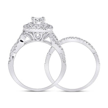 Load image into Gallery viewer, 14kt White Gold Enchanting Princess Diamond Wedding Ring Band Set - Side View