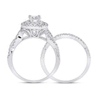 14kt White Gold Enchanting Princess Diamond Wedding Ring Band Set - Side View