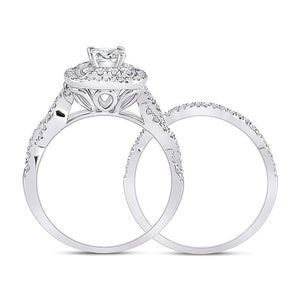 14kt White Gold Enchanting Princess Diamond Wedding Ring Band Set - Splendid Jewellery