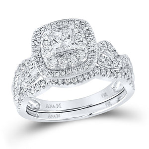 14kt White Gold Enchanting Princess Diamond Wedding Ring Band Set - Splendid Jewellery