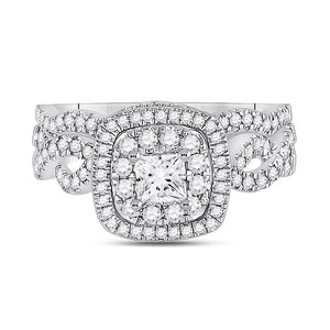 14kt White Gold Enchanting Princess Diamond Wedding Ring Band Set - Splendid Jewellery