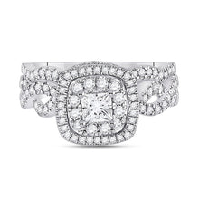 Load image into Gallery viewer, 14kt White Gold Enchanting Princess Diamond Wedding Ring Band Set - Splendid Jewellery