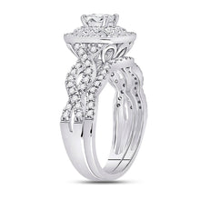Load image into Gallery viewer, 14kt White Gold Enchanting Princess Diamond Wedding Ring Band Set - Second Side View