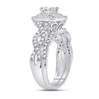 14kt White Gold Enchanting Princess Diamond Wedding Ring Band Set - Second Side View