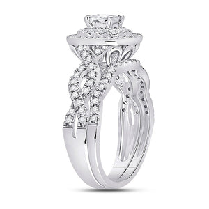 14kt White Gold Enchanting Princess Diamond Wedding Ring Band Set - Splendid Jewellery