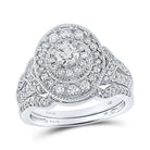 14kt White Gold Eternal Love Oval Halo Bridal Wedding Ring Band Set 1 Cttw - Splendid Jewellery