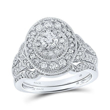 Load image into Gallery viewer, 14kt White Gold Eternal Love Oval Halo Bridal Wedding Ring Band Set 1 Cttw - Splendid Jewellery