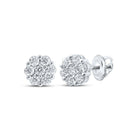 14kt White Gold Floral Brilliance Diamond Cluster Earrings - Splendid Jewellery