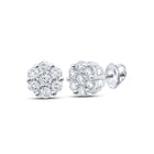 14kt White Gold Floral Diamond Cluster Earrings - Radiant Blossoms - Splendid Jewellery