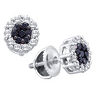 14kt White Gold Floral Noir Diamond Cluster Earrings - Splendid Jewellery