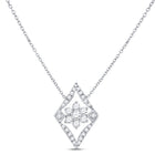 14kt White Gold Geometric Cluster Diamond Pendant Necklace - Splendid Jewellery