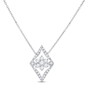 14kt White Gold Geometric Cluster Diamond Pendant Necklace - Splendid Jewellery