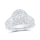 14kt White Gold Halo Diamond Sapphire Wedding Ring Set - A Mesmerizing Symbol of Love and Elegance - Splendid Jewellery