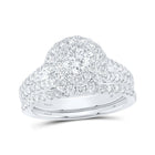 14kt White Gold Halo Diamond Sapphire Wedding Ring Set - A Mesmerizing Symbol of Love and Elegance - Splendid Jewellery